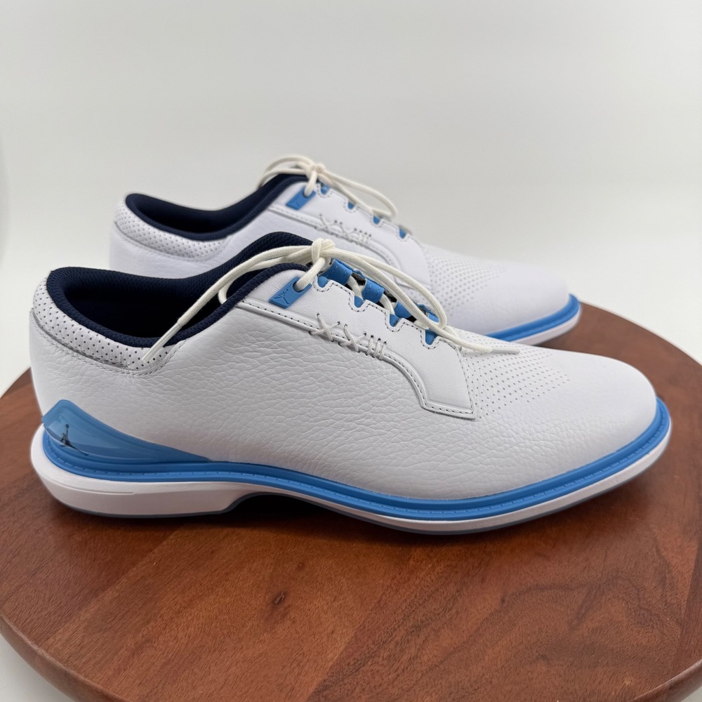 Nike Jordan ADG 5 Leather Golf Shoes Mens White University Blue FQ6642-104 10.5
